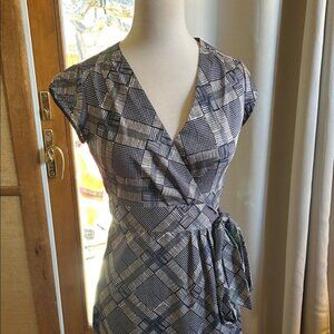 Elegant Black and White Wrap Dress